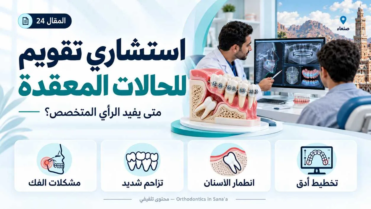 استشاري تقويم الأسنان في صنعاء للحالات المعقدة: متى يفيد الرأي المتخصص؟