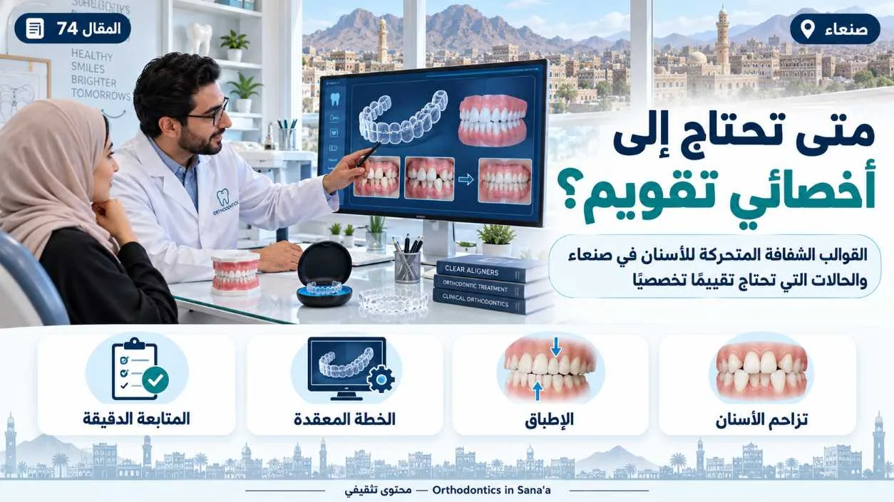 القوالب الشفافة المتحركة للأسنان في صنعاء: متى تحتاج إلى رأي أخصائي تقويم؟