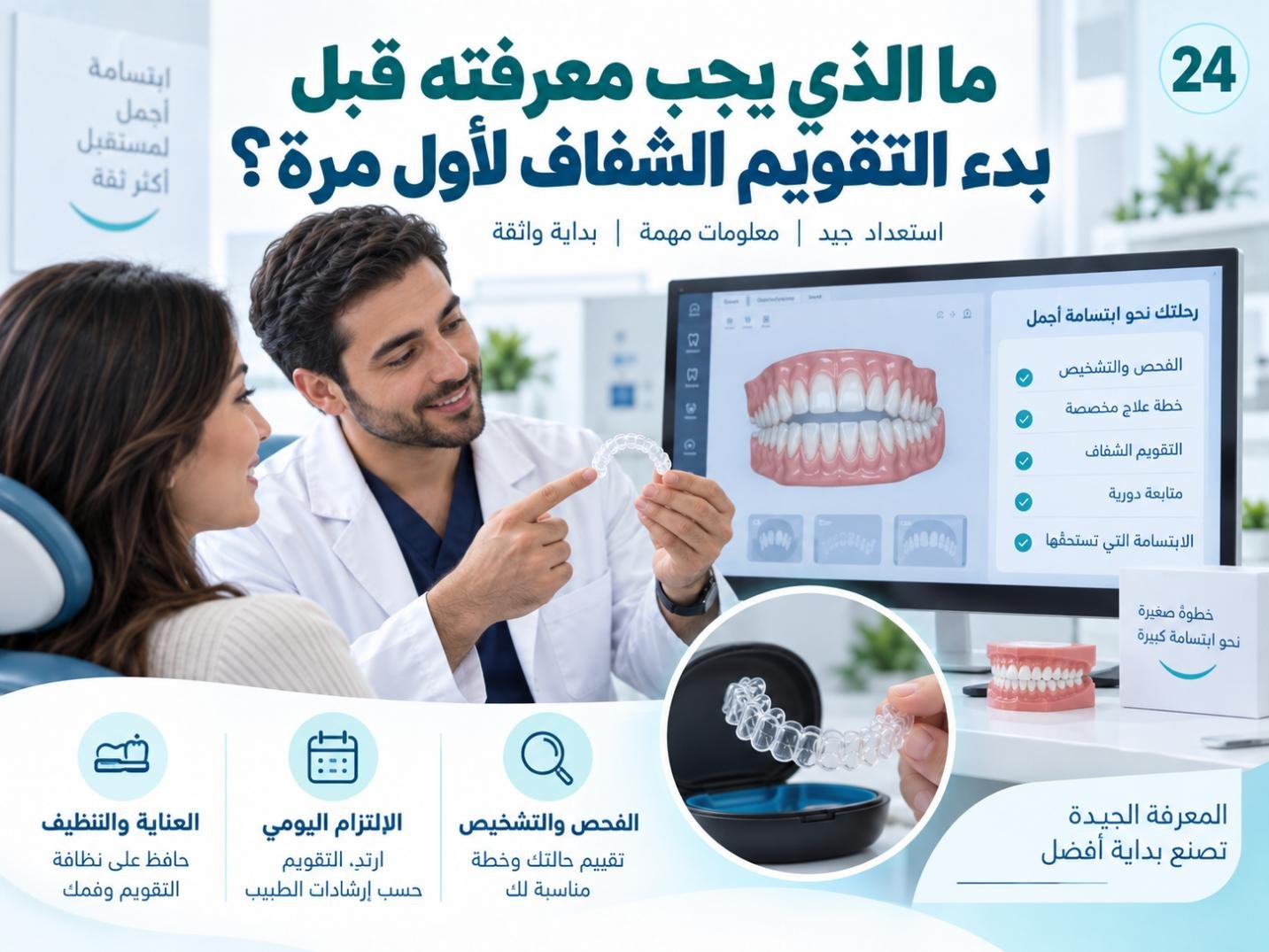 ما الذي يجب معرفته قبل بدء التقويم الشفاف لأول مرة؟