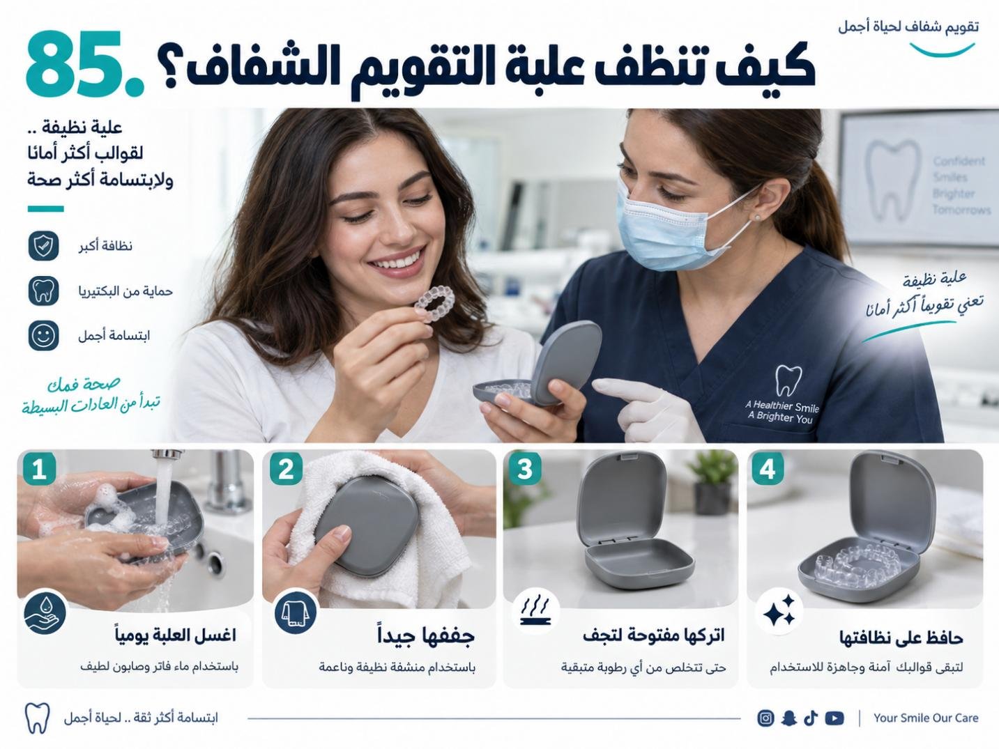 كيف تنظف علبة التقويم الشفاف؟