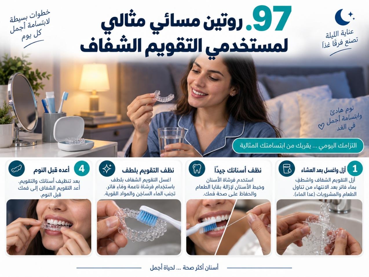 روتين مسائي مثالي لمستخدمي التقويم الشفاف