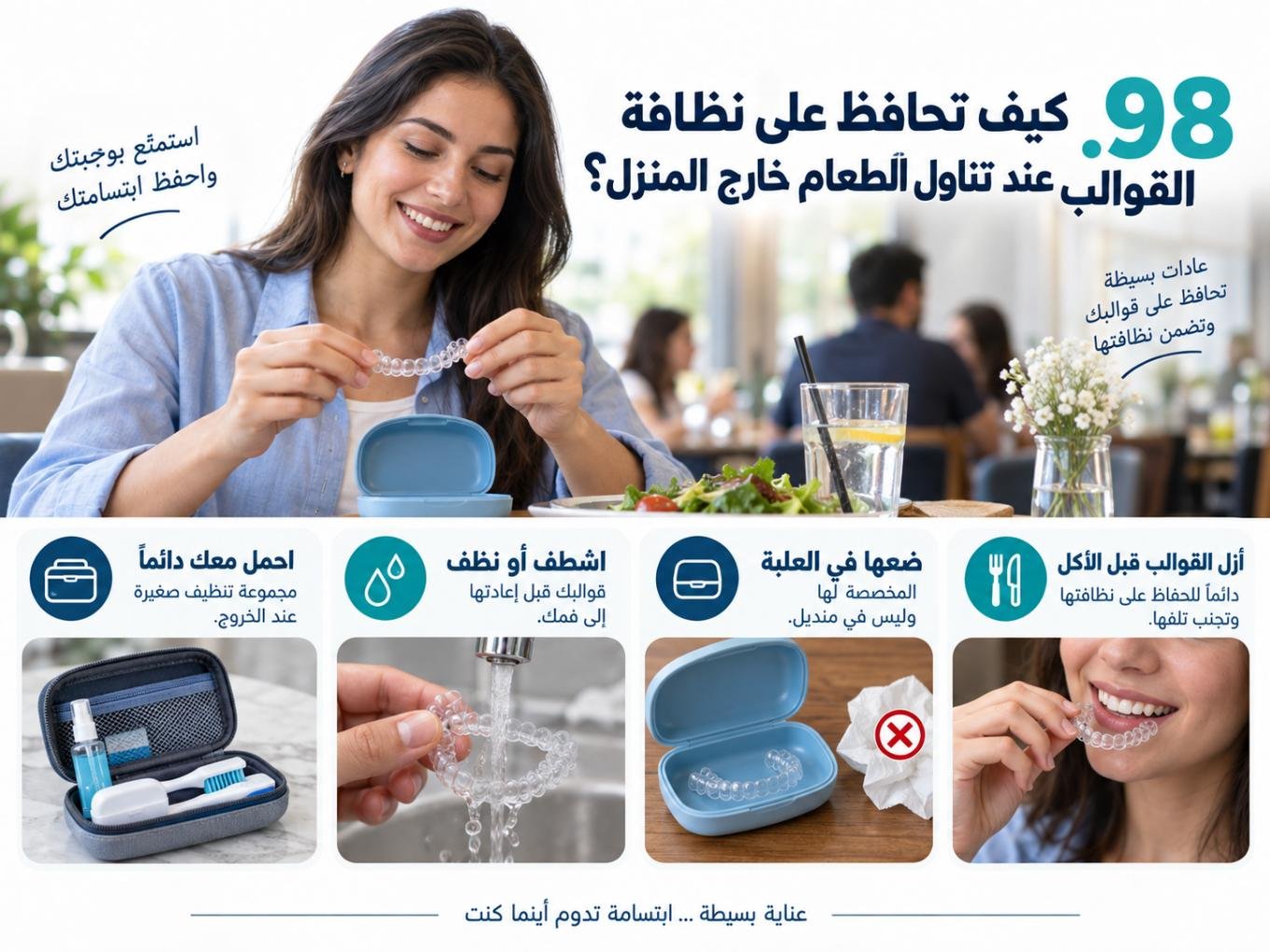 كيف تحافظ على نظافة القوالب عند تناول الطعام خارج المنزل؟