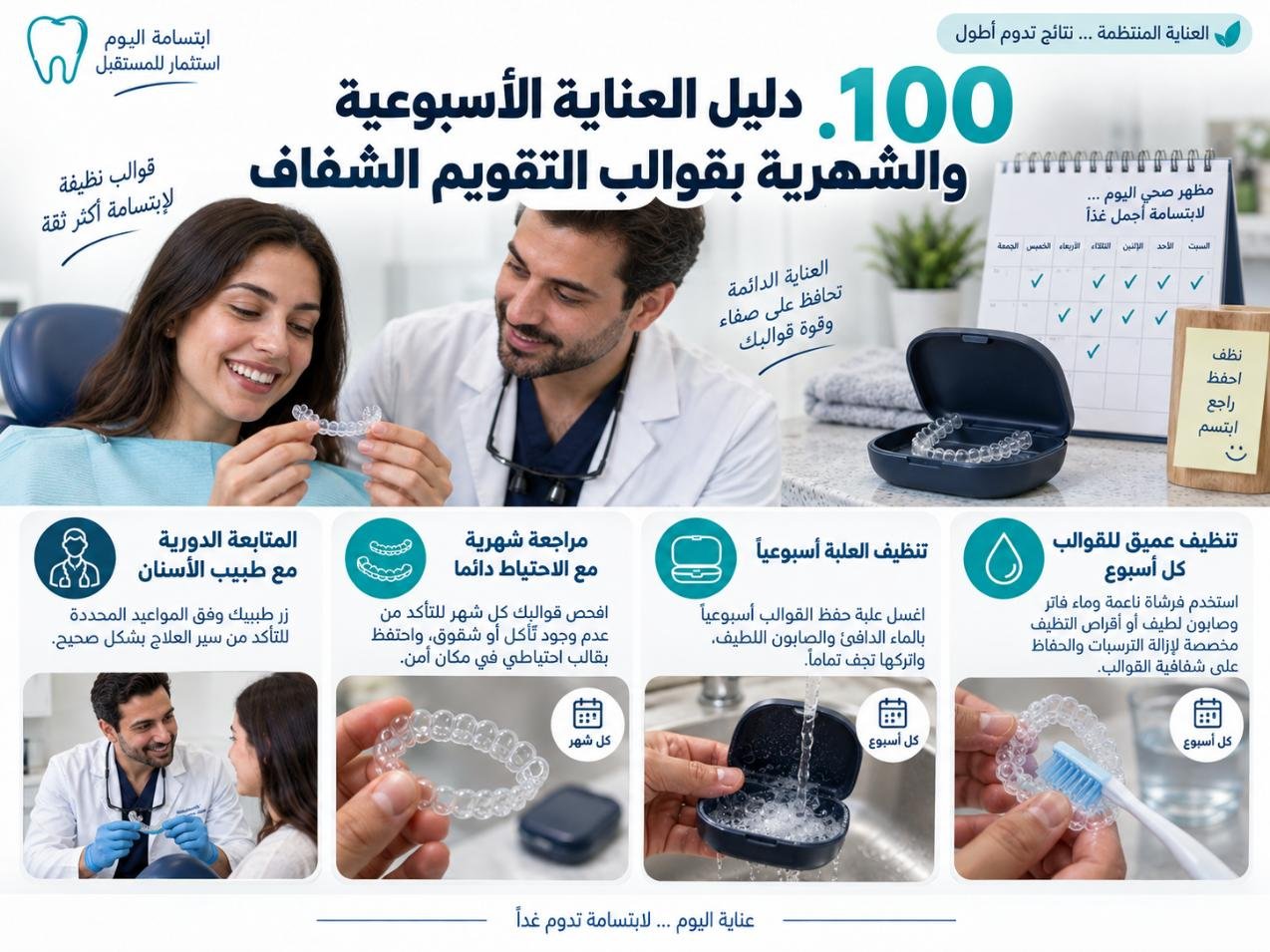 دليل العناية الأسبوعية والشهرية بقوالب التقويم الشفاف