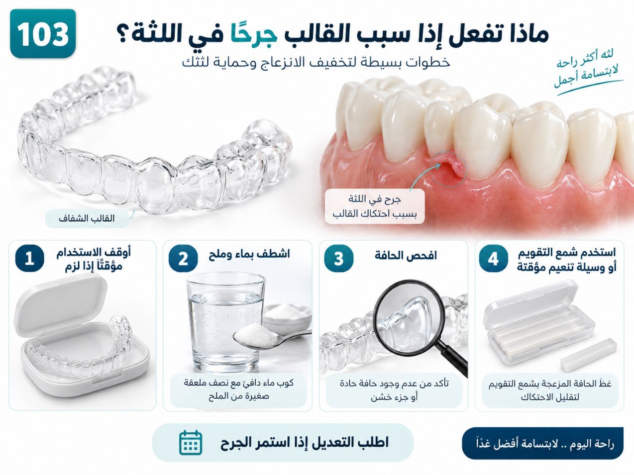 ماذا تفعل إذا سبب القالب جرحًا في اللثة؟