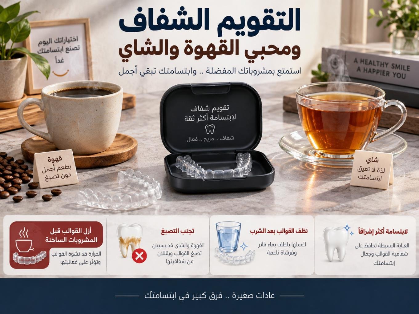 التقويم الشفاف ومحبي القهوة والشاي