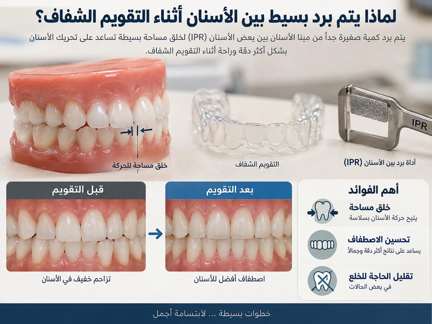 لماذا يتم برد بسيط بين الأسنان أثناء التقويم الشفاف؟