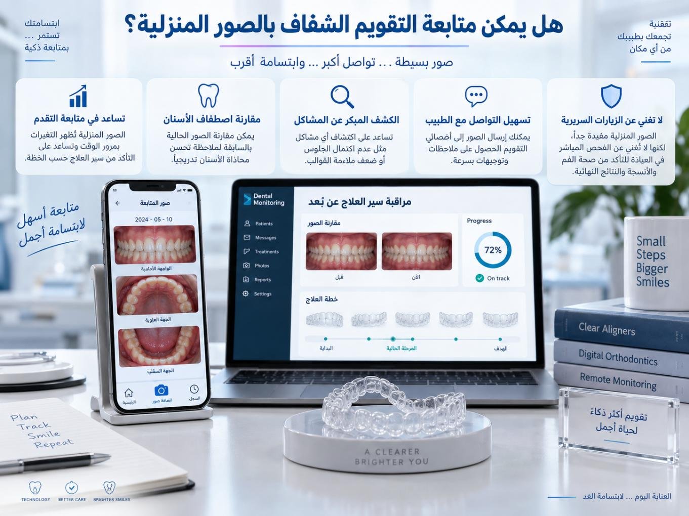 هل يمكن متابعة التقويم الشفاف بالصور المنزلية؟