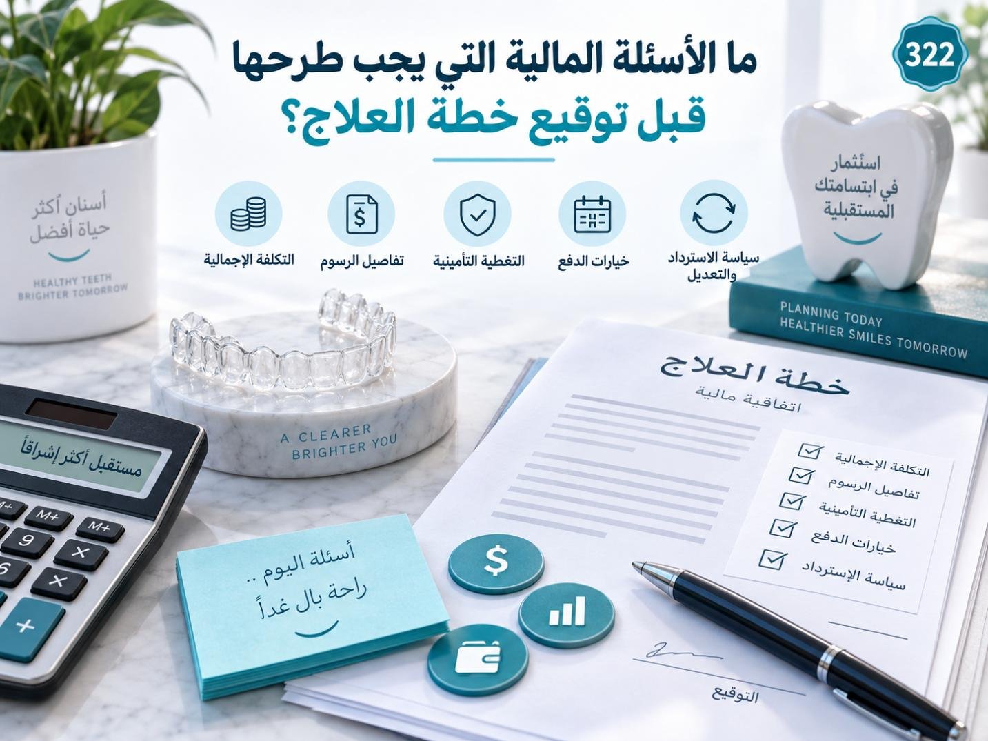 ما الأسئلة المالية التي يجب طرحها قبل توقيع خطة العلاج؟
