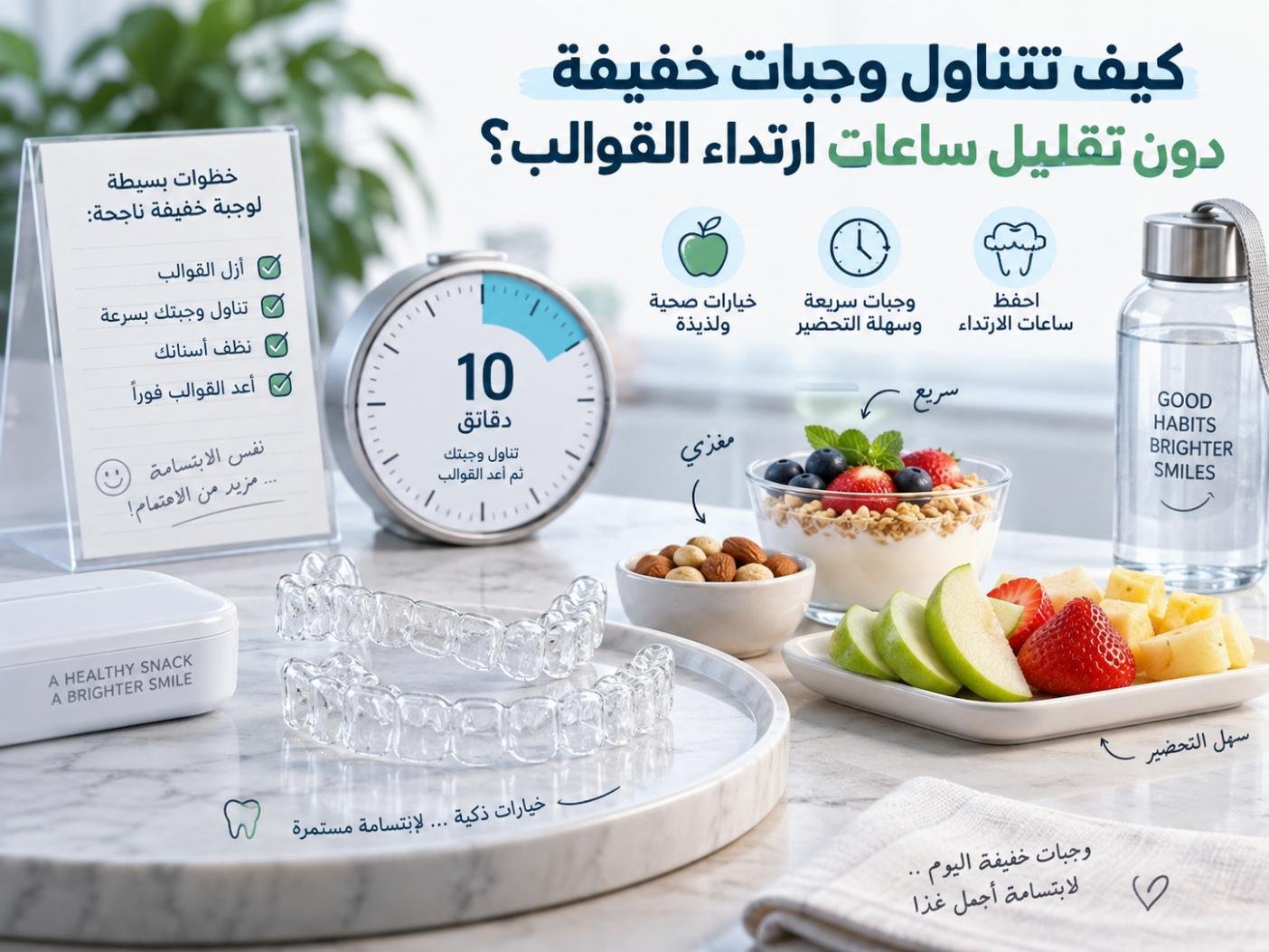 كيف تتناول وجبات خفيفة دون تقليل ساعات ارتداء القوالب؟