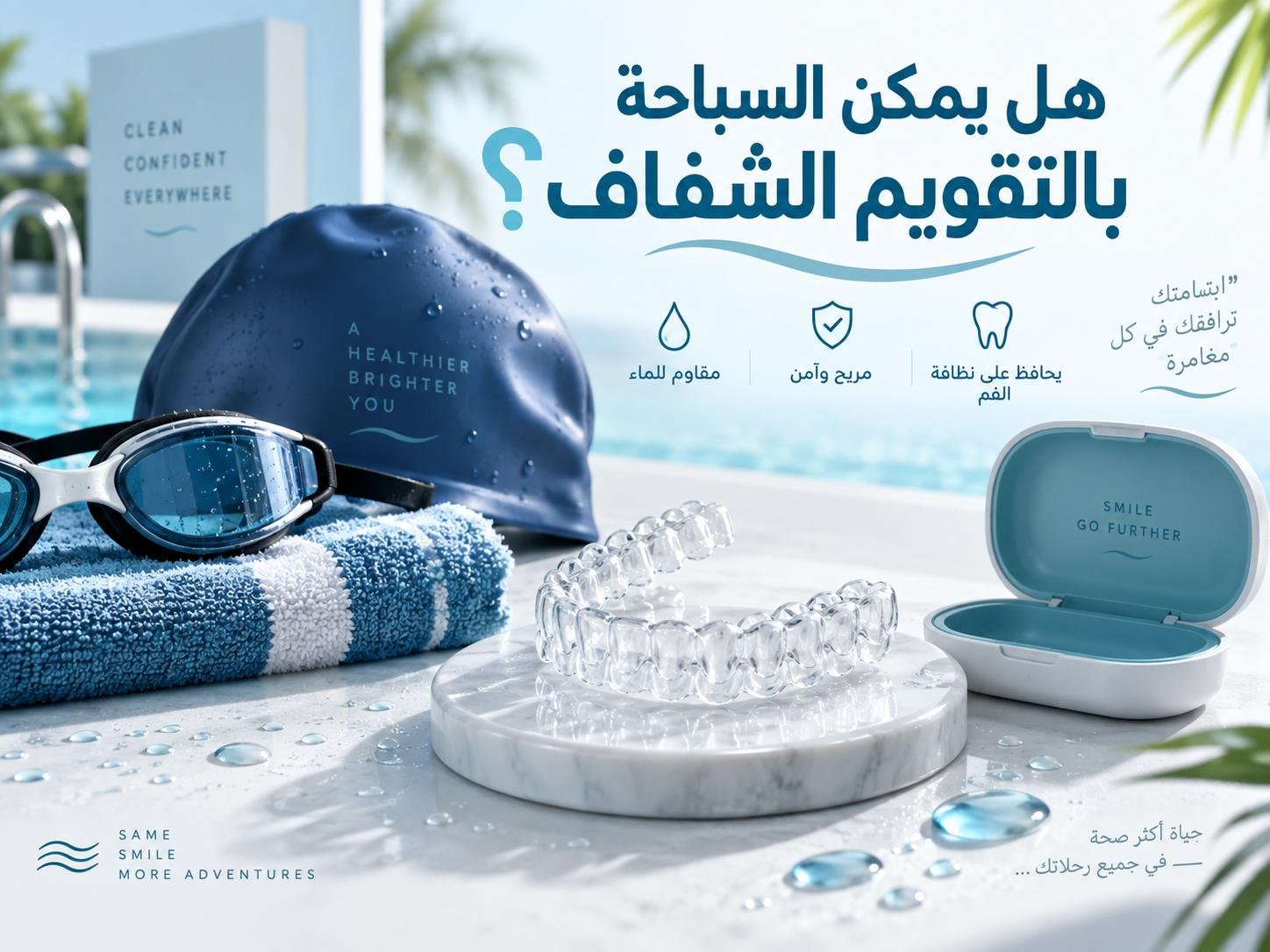 هل يمكن السباحة بالتقويم الشفاف؟