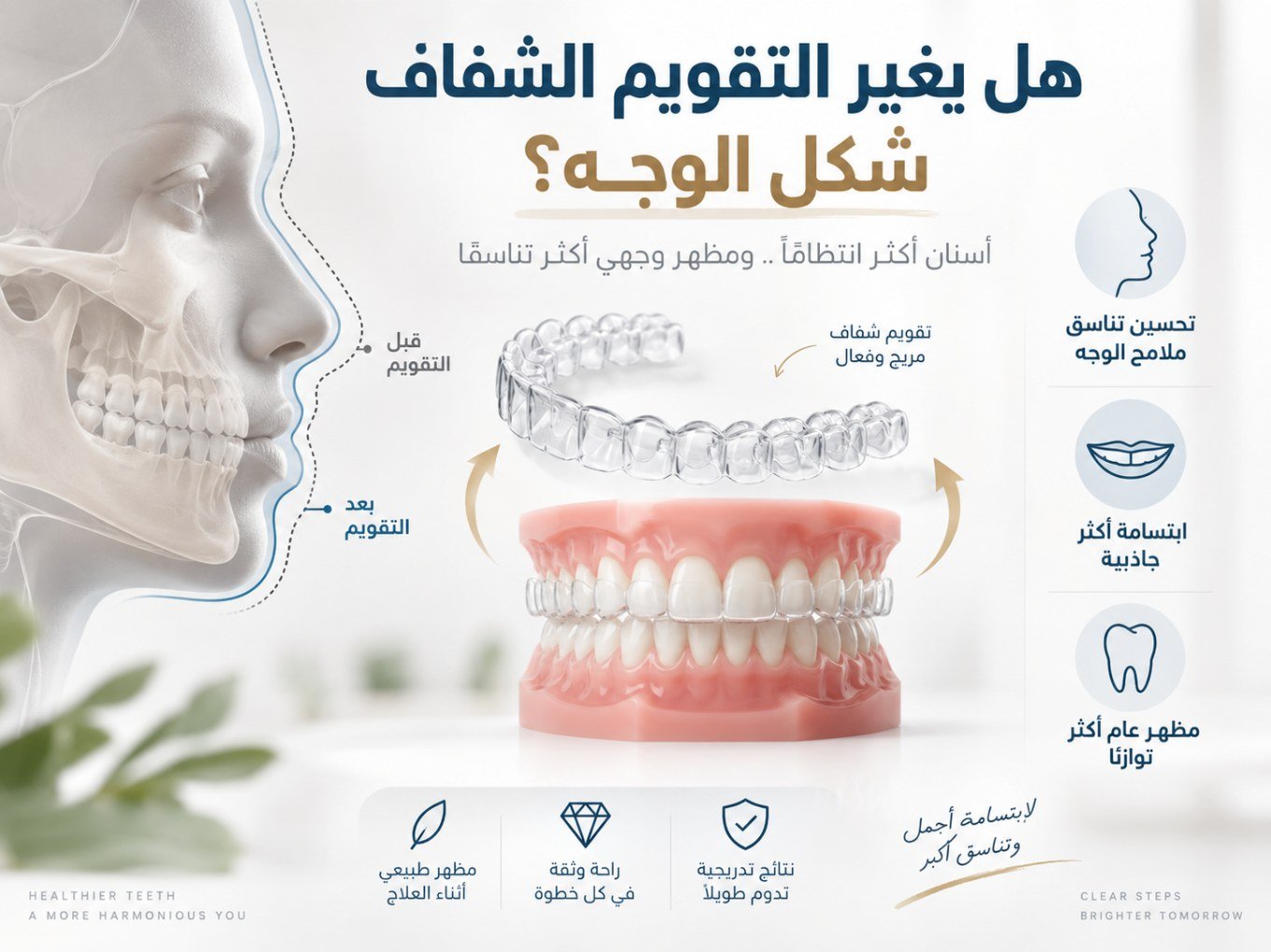 هل يغير التقويم الشفاف شكل الوجه؟
