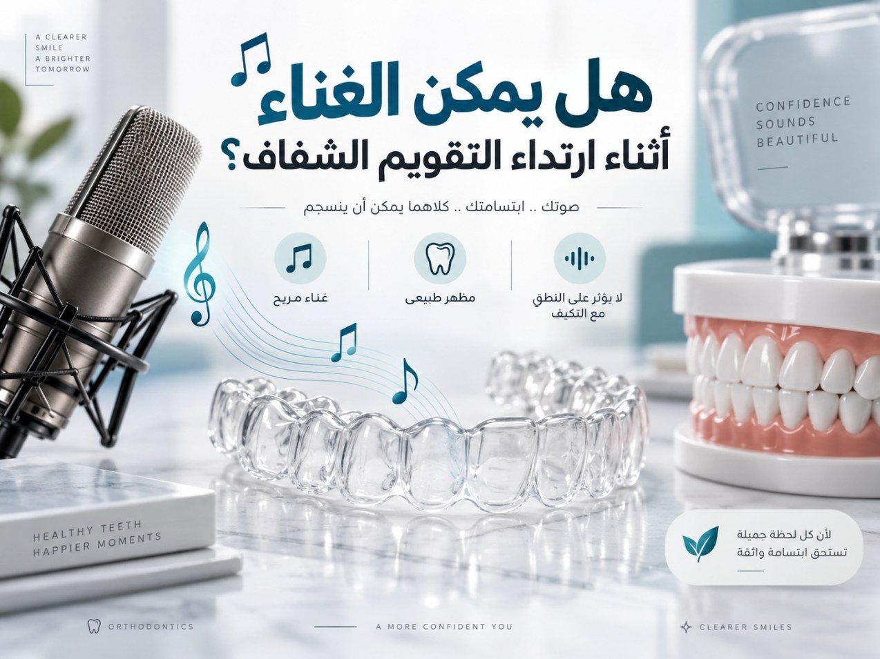 هل يمكن الغناء أثناء ارتداء التقويم الشفاف؟