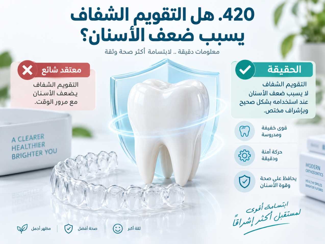 هل التقويم الشفاف يسبب ضعف الأسنان؟