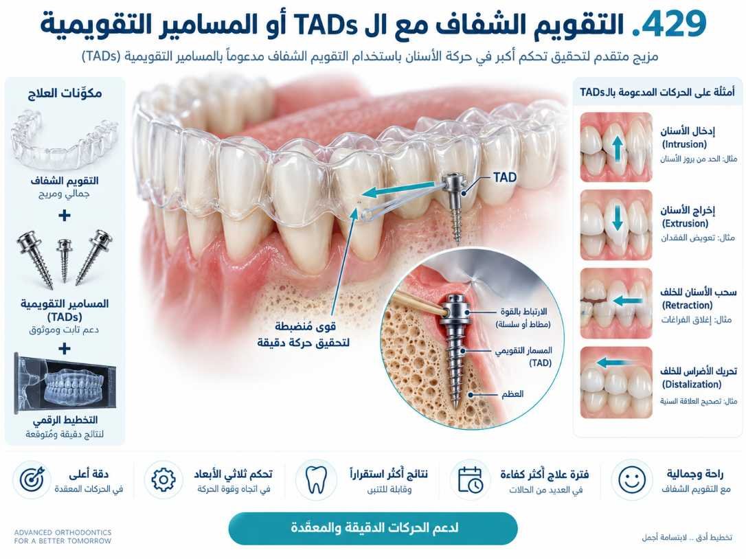 التقويم الشفاف مع الـ TADs أو المسامير التقويمية