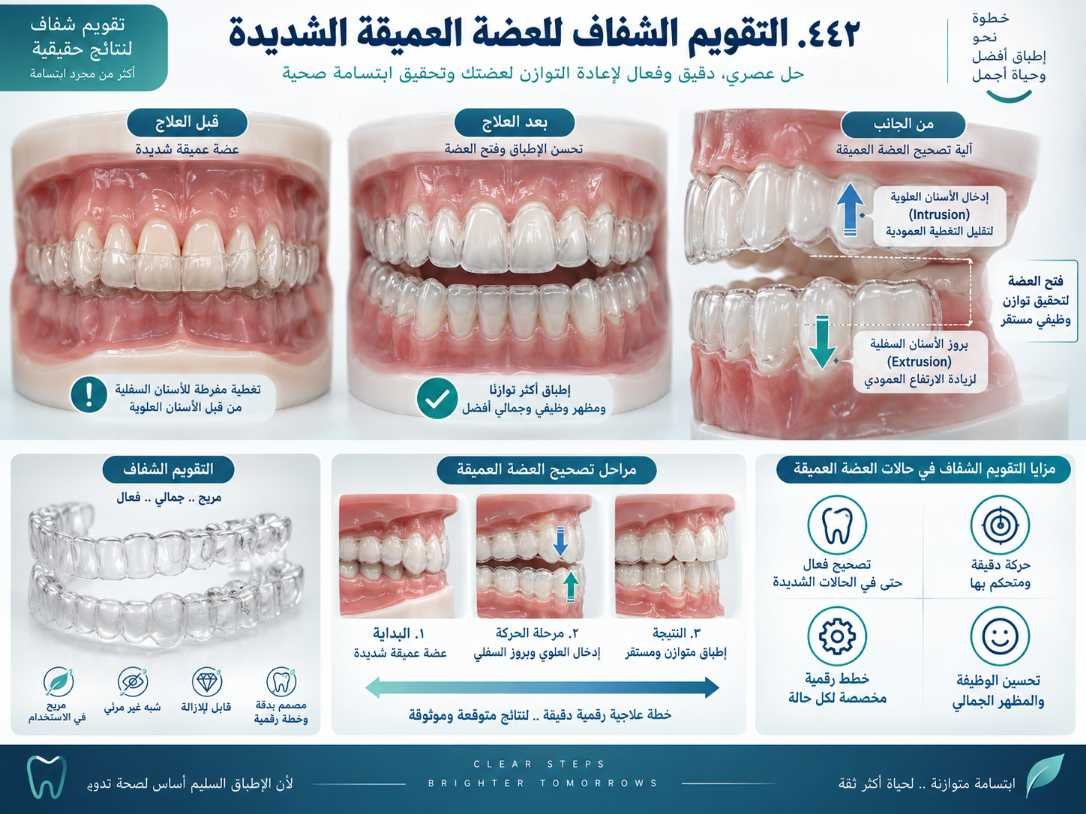 التقويم الشفاف للعضة العميقة الشديدة