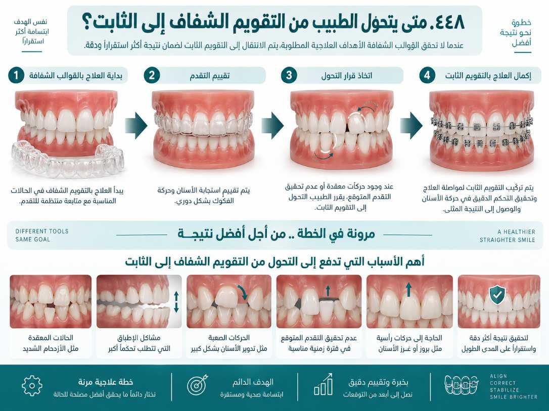 متى يتحول الطبيب من التقويم الشفاف إلى الثابت؟