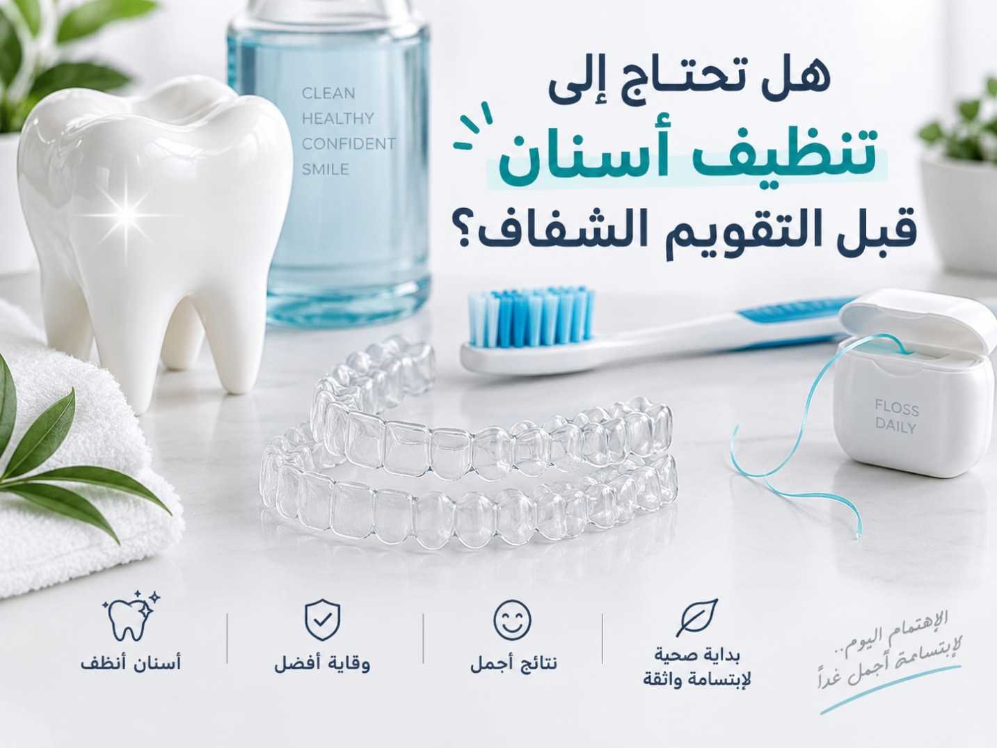 هل تحتاج إلى تنظيف أسنان قبل التقويم الشفاف؟