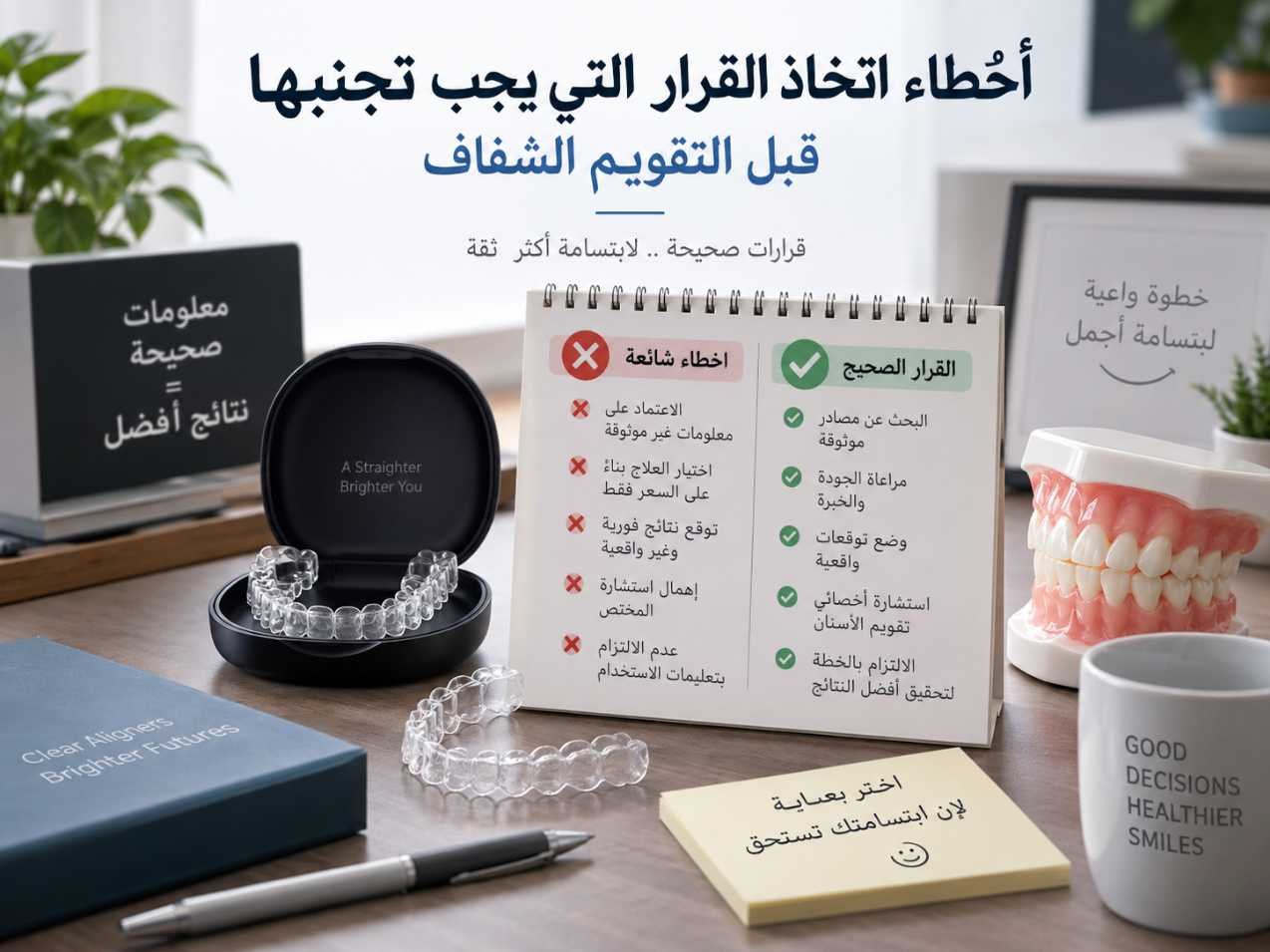 أخطاء اتخاذ القرار التي يجب تجنبها قبل التقويم الشفاف