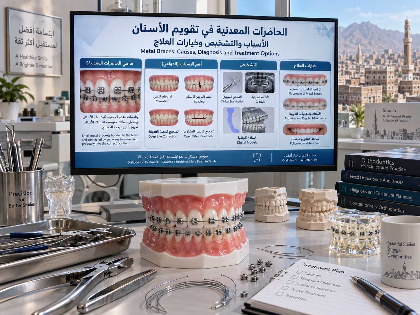 الحاصرات المعدنية في تقويم الأسنان: الاستخدامات والخطوات والعناية