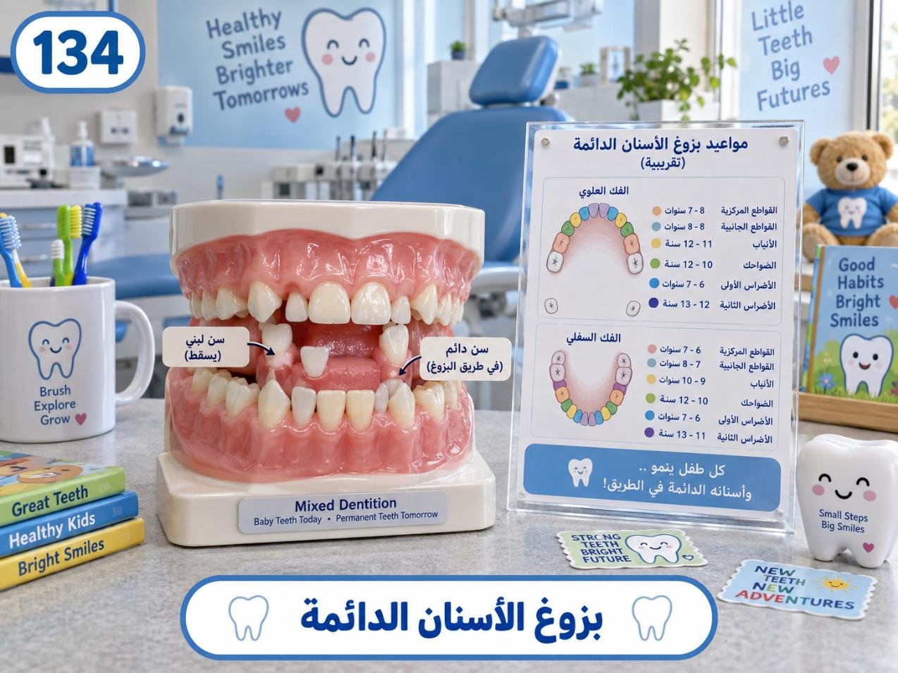 بزوغ الأسنان الدائمة: ما الطبيعي ومتى نحتاج تقييمًا؟