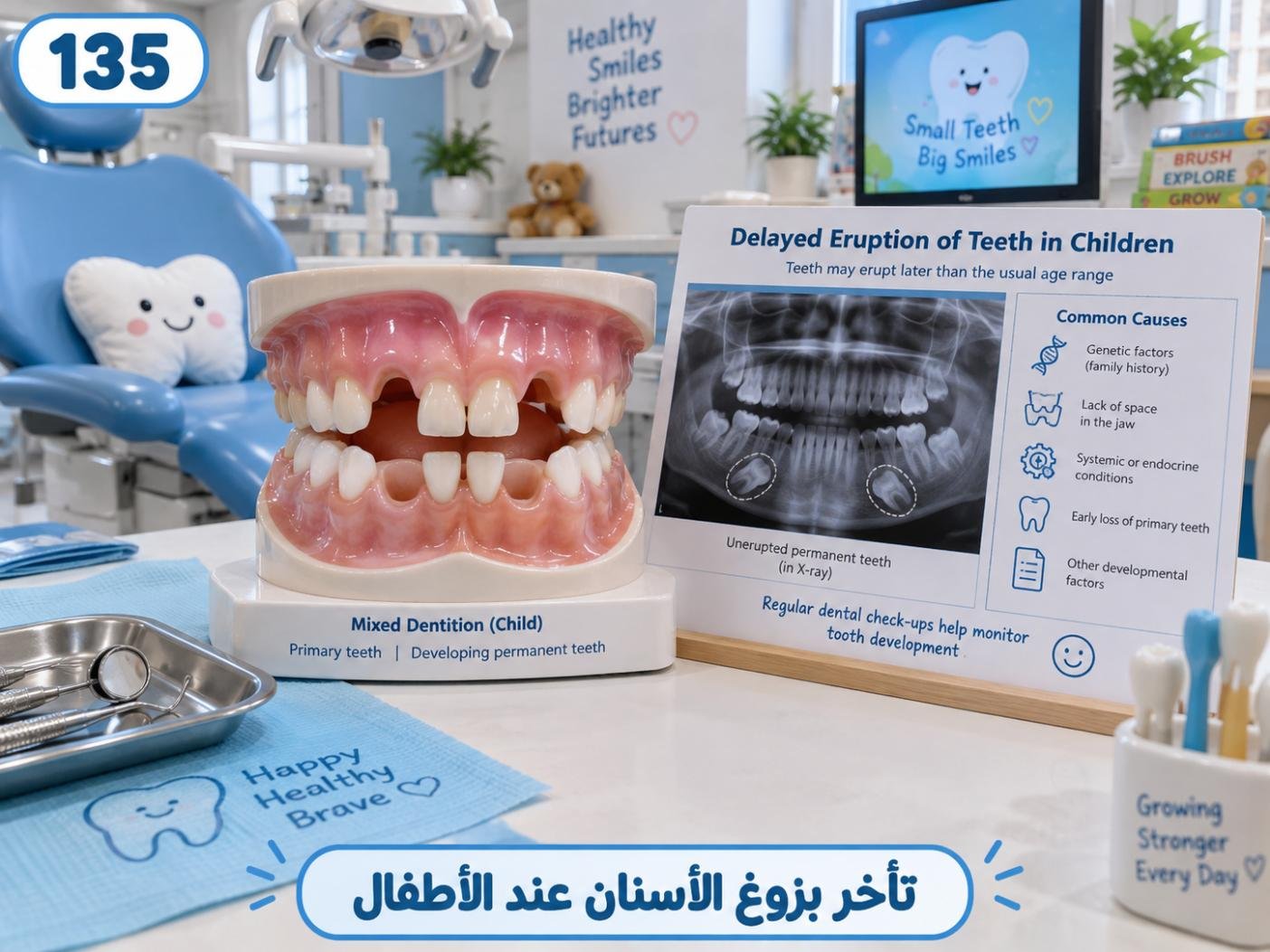 تأخر بزوغ الأسنان عند الأطفال: الأسباب والتشخيص وخيارات العلاج
