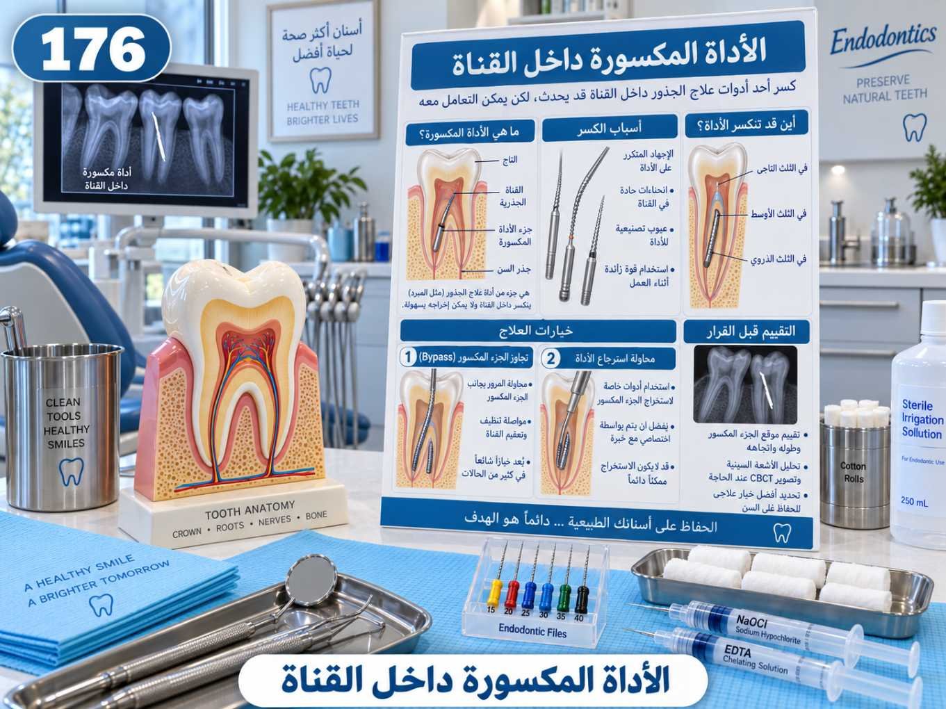 الأداة المكسورة داخل القناة: الأسباب والتشخيص وخيارات العلاج