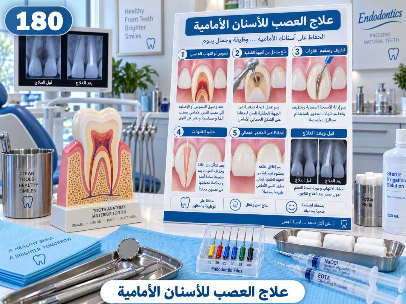 علاج العصب للأسنان الأمامية: الأسباب والتشخيص وخيارات العلاج