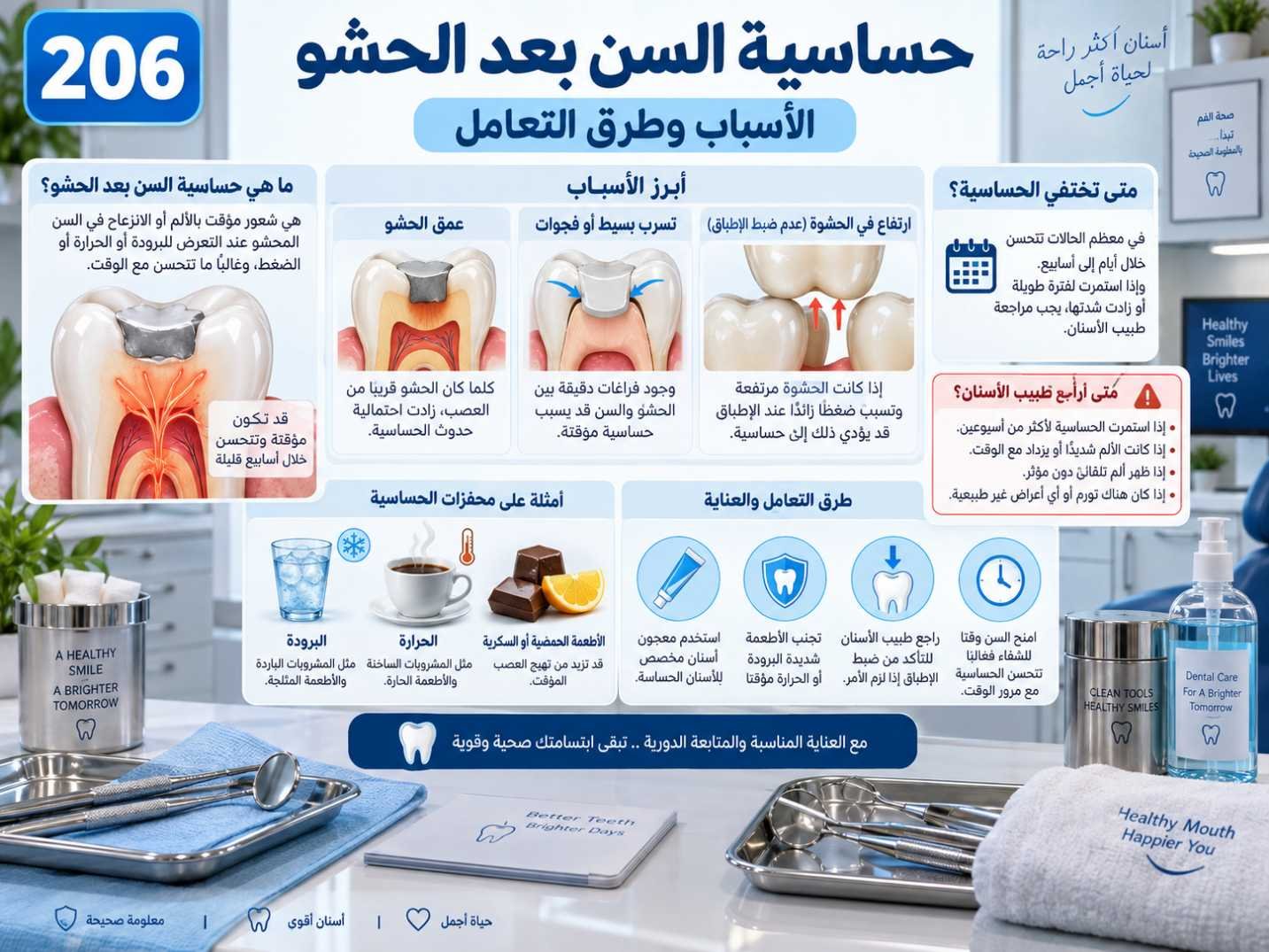 حساسية السن بعد الحشو: الأسباب والتشخيص وخيارات العلاج