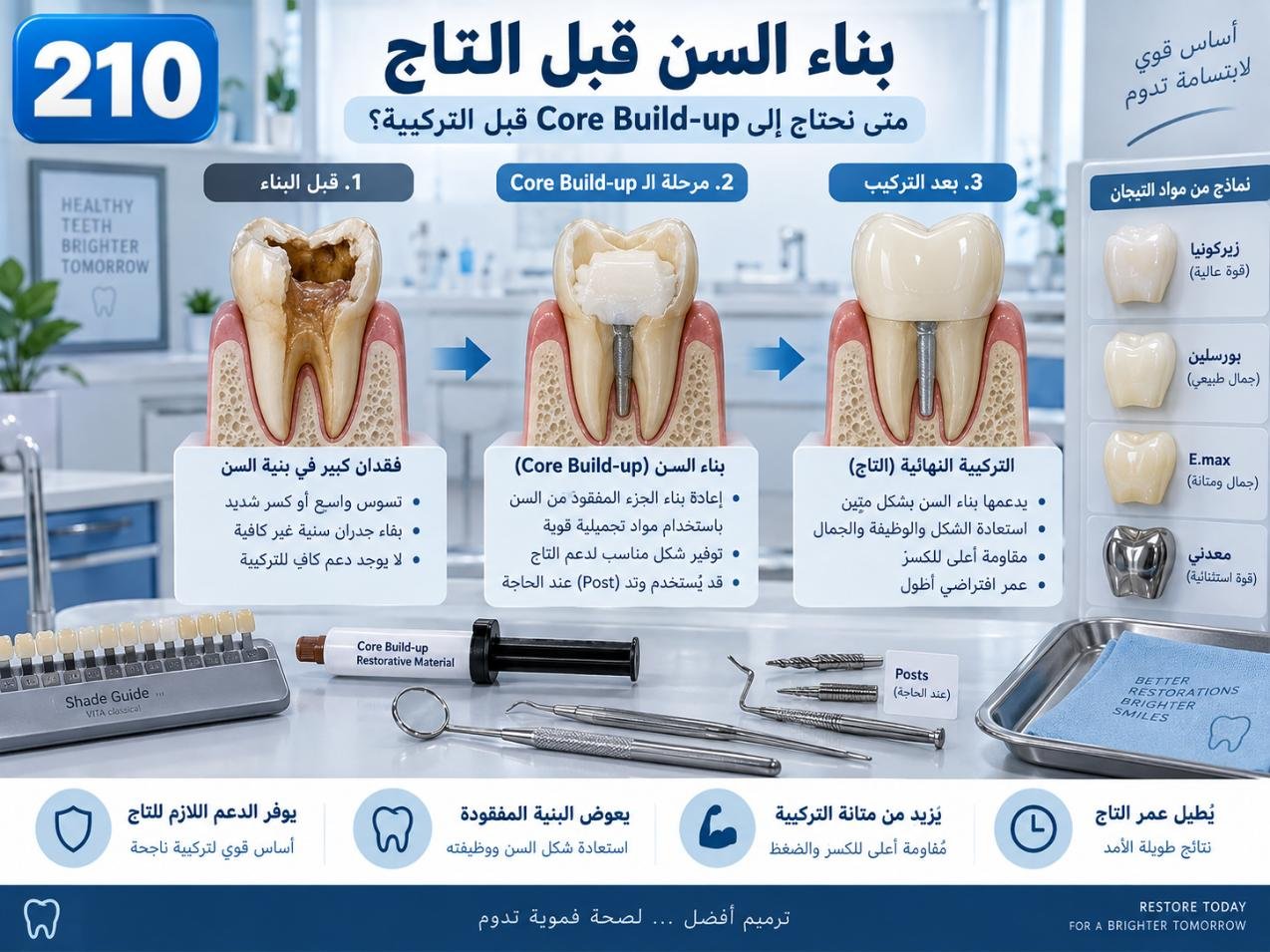 بناء السن قبل التاج: الدواعي والخيارات والعناية